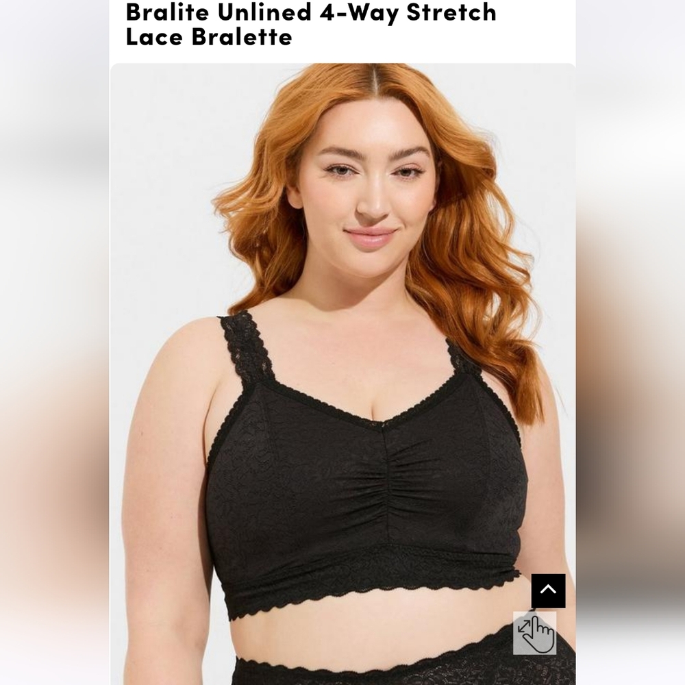 New Torrid Lace Stretch Bralette 5X 6X Black